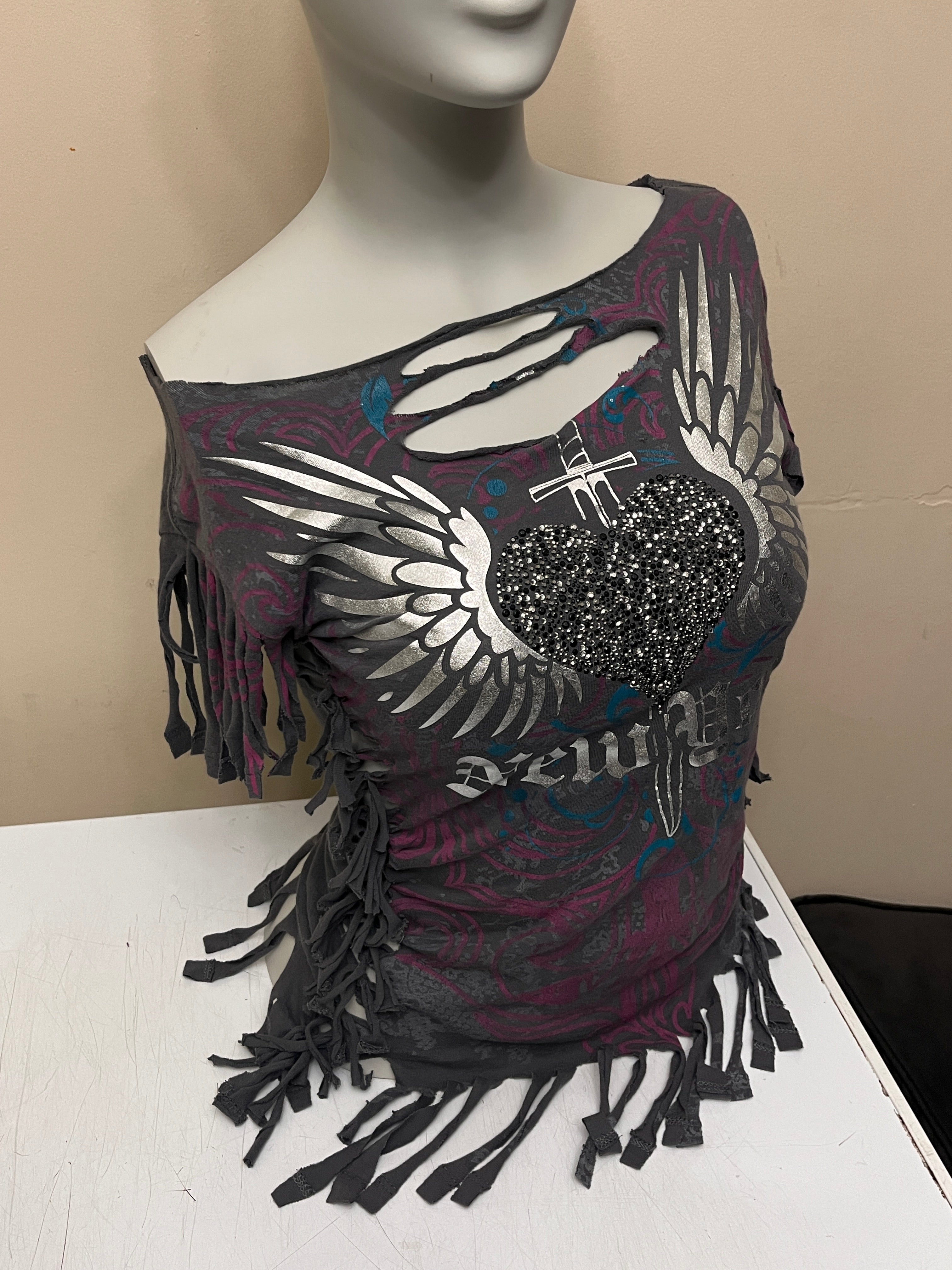 Y2K Graphic Fringe Tee