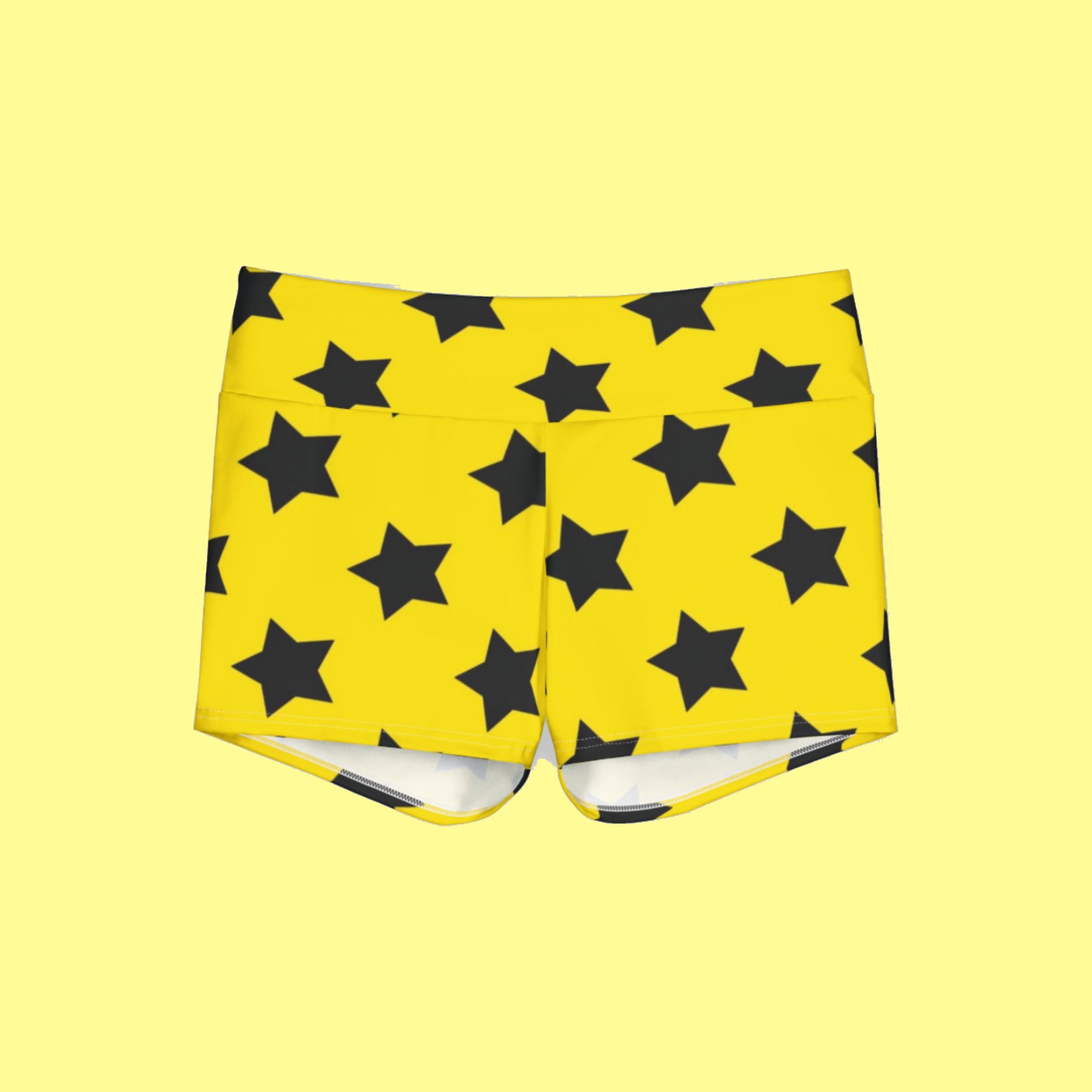 Yellow Star Print Yoga Shorts