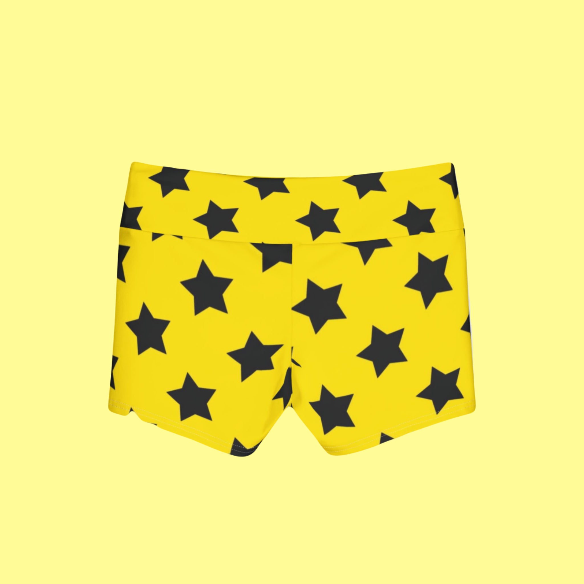 Yellow Star Print Yoga Shorts